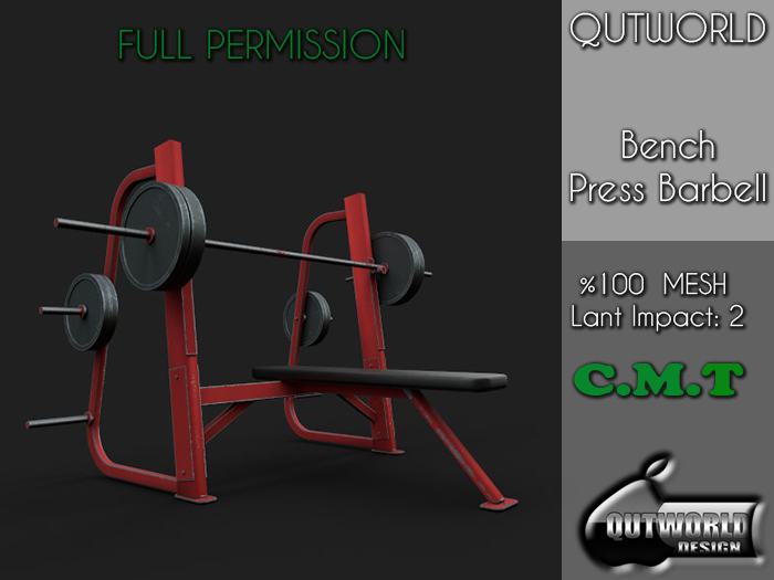 Second Life Marketplace .QUTWORLD Bench Press Barbell.FP